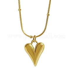 Collares colgante de acero inoxidable, corazón, real 18k chapado en oro, 15.75 pulgada (40 cm)