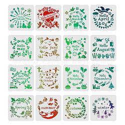 Set di modelli di stencil per pittura con disegno in plastica, mese, Modelli misti, 30x30cm, 16 pc / set