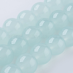 Glasperlen Stränge, imitatorische Jade, Runde, blassem Türkis, 6 mm, Bohrung: 1.4 mm, ca. 67 Stk. / Strang, 15.7 Zoll (40 cm)