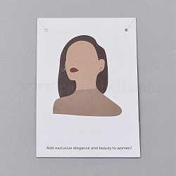 Karton Schmuck-Display-Karten, zum Aufhängen von Ohrringen und Halsketten, Rechteck, Frauen Muster, peachpuff, 9x6x0.05 cm, Loch: 0.2 cm