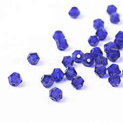 模造クリスタルガラスビーズ  トランスペアレント  多面カット  双円錐形  藤紫色  4x3.5mm  穴：1mm 約720個/袋