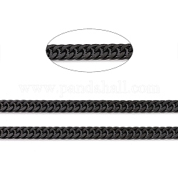 304 Stainless Steel Cuban Link Chains, Curb Chains, with Spoo, Electrophoresis Black, 5x4x0.8mm, about 32.8 Feet(10m)/roll