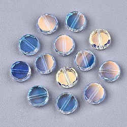 Perle di vetro k9 trasparenti, sfaccettato, ab colore placcato, rotondo e piatto, chiaro ab, 8.5x3.5mm, Foro: 1 mm