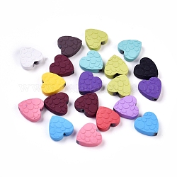Spray Painted Non-magnetic Synthetic Hematite Beads, Heart, Mixed Color,10x10x3.5mm, Hole: 0.8mm