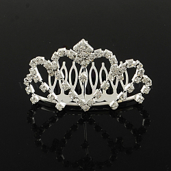 Mode Hochzeit Krone Strass-Haarkämme, Braut Diademe, Kind Diademe, mit Eisen und Messing Basis, Kristall, 40x65 mm