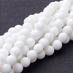 Synthétiques agate perles blanches de brins, teints et chauffée, facette, ronde, blanc, 8mm, Trou: 1mm, Environ 49 pcs/chapelet, 15 pouce