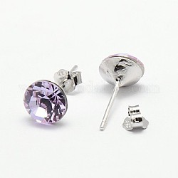 Austrian Crystal Stud Earrings, with 925 Sterling Silver Earring Posts, 371_Violet, 16x7mm, Pin: 0.8mm