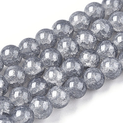 Chapelets de perles en verre craquelé peint, ronde, gris foncé, 8mm, Trou: 1.3~1.6mm, Environ 100 pcs/chapelet, 31.4 pouce