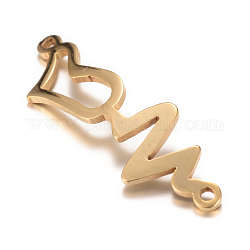 201 Stainless Steel Links connectors, Heartbeat, Golden, 31.5x10x1mm, Hole: 1mm