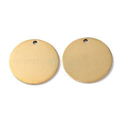 304 Stainless Steel Pendants, Stamping Blank Tag, Flat Round Charm, Real 18K Gold Plated, 21x1.3mm, Hole: 1.6mm