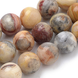 Chapelets de perles en agate fou naturel, ronde, 6mm, Trou: 1mm, Environ 63~66 pcs/chapelet, 15.5 pouce