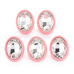 Овальные серьги-гвоздики с кристаллами и стразами с 925 серебряной булавкой для женщин, розовые, 22x17 мм, штифты : 0.6 мм