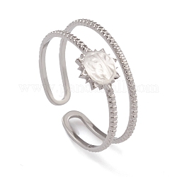 304 из нержавеющей стали манжеты кольца, полое кольцо с солнечным элементом для женщин, цвет нержавеющей стали, 4.5~8.5 мм, внутренний диаметр: 17.7 мм
