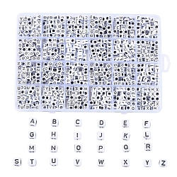 Handwerk Acryl-Perlen, Alphabet-Stil, horizontales Loch, Würfel, Buchstabe a ~ z, 6x6x6 mm, Bohrung: 3 mm, ca. 934 Stk. / Kasten