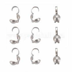 201 Stainless Steel Bead Tips, Calotte Ends, Clamshell Knot Cover, Stainless Steel Color, 8.5x4mm, Hole: 2mm, Inner Diameter: 4mm