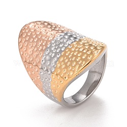 Chapado en iones (ip) 304 anillo de dedo grueso de acero inoxidable para mujer, color mezclado, nosotros tamaño 7 1/4 (17.5 mm)