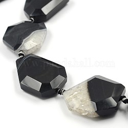 Dyed Natural Agate Bead Strands, Faceted Trapezoid, Black, 26~45x22~34x8~10mm, Hole: 2mm, about 8pcs/strand, 15.6 inch