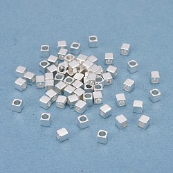 201 perline in acciaio inossidabile, quadrato, argento, 3x3x3mm, Foro: 1.8 mm