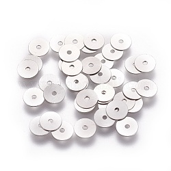 316 perles chirurgicales en acier inoxydable, perles heishi, Plat rond / disque, couleur inoxydable, 5x0.2mm, Trou: 0.8mm