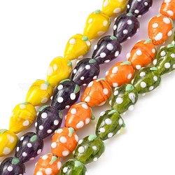 Perles vernissées de fraise 3D ;qnuelles, couleur mixte, 13~16x11mm, Trou: 2mm