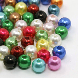 Imitation Pearl Acrylic Beads, Dyed, Round, Mixed Color, 5x4.5mm, Hole: 1mm, about 10000pcs/pound