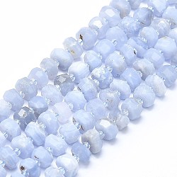 Natural Blue Lace Agate Beads Strands, Faceted, Nuggets, 8~9x3~7mm, Hole: 1mm, about 52pcs/strand, 15.55 inch(39.5cm)