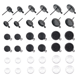 Unicraftale 30 pz 3 kit per la creazione di orecchini a bottone con vassoio di dimensioni 304 lunetta per orecchini a bottone in acciaio inossidabile con cabochon in vetro trasparente risultati di orecchini a bottone neri con anello per la creazione di gioielli