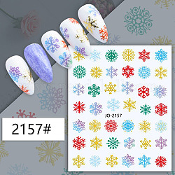 Tema de navidad pegatinas de arte de uñas, Calcomanías de uñas, para decoraciones con puntas de uñas, patrón mixto, colorido, 10.1x7.85 cm