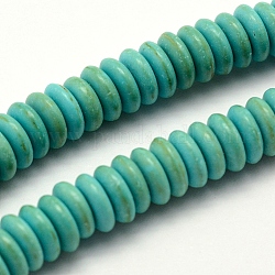 Kunsttürkisfarbenen Perlen Stränge, gefärbt, Rondell, 6~6.5x2 mm, Bohrung: 1.5 mm, ca. 181 Stk. / Strang, 15.9 Zoll (40.5 cm)