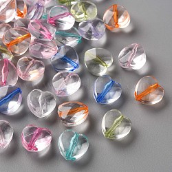 Perline acrilico trasparente, cuore, colore misto, 12x12x7mm, Foro: 1.5 mm