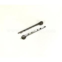 Железные фурнитуры шпильки Bobby Pin, металлический черный, Размер : шириной около 2 мм , 52 мм длиной, толстый 2 мм , лоток: 8 mm диаметром, толстый 0.5 мм 