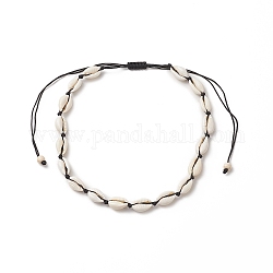 Ожерелье из бисера из натуральной раковины каури и синтетической бирюзы для женщин, чёрные, внутренний диаметр: 12.20~23.62 дюйм (31~60 см)