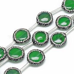 Natürliche Achat Strass Perlen, gefärbt, Flachrund, Meergrün, 17~18x6 mm, Bohrung: 1 mm