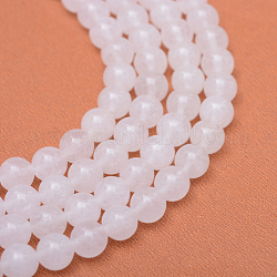 Brins de perles rondes en jade blanc naturel, blanc, 6mm, Trou: 1mm, Environ 65 pcs/chapelet, 15.7 pouce