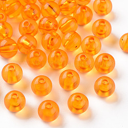 Transparent Acrylic Beads, Round, Orange, 8x7mm, Hole: 2mm