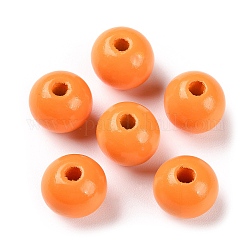 Perle di legno naturale verniciate a spruzzo, tondo, arancione scuro, 15~16x14.5~15mm, Foro: 3.3~4 mm
