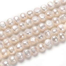 Fili di perle di perle d'acqua dolce coltivate naturali, patata, bianco, 9~10x10~11mm, Foro: 0.7 mm, circa 39pcs/filo, 14.57 pollice (37 cm)