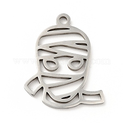 201 Stainless Steel Pendants, Mummy, Stainless Steel Color, 18.5x15x1mm, Hole: 1.5mm