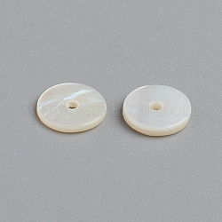 Perles de coquille d'eau douce, perles d'espacement pour la fabrication de bijoux artisanaux bricolage, disque, blanc, 9x1mm, trou: 1 mm, environ 720 PCs / sachet 
