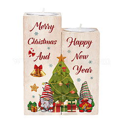 スーパーダント木製キャンドルホルダー  パラフィンキャンドルを使って  クリスマスのために  クリスマスツリー模様  キャンドルホルダー：4.51x4.51x10.15~12.19cm  ろうそく：37.2x14.8mm