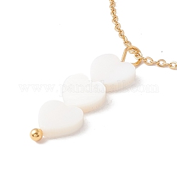 Ожерелье с подвеской в виде сердца из натуральной раковины с 304 цепочкой из нержавеющей стали для женщин, золотые, 17.76~17.91 дюйм (45.1~45.5 см)