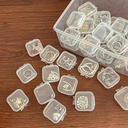 Mini Transparent Plastic Beads Containers, for Earrings, Rings, Bracelets Storage, Square, White, 3.5x3.5cm
