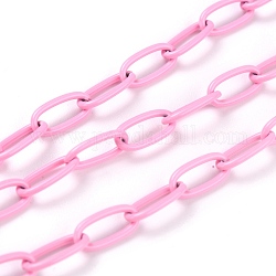 Латунные кабельные цепи, окрашенные распылением, с катушкой, несварные, розовые, 10x5x1 мм, 32.8 фут (10 м) / рулон