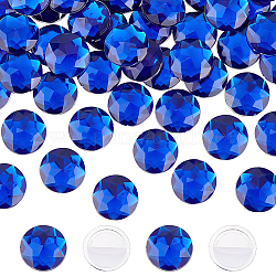 FINGERINSPIRE 60Pcs 20mm Flat Back Round Acrylic Rhinestone Blue Self-Adhesive Round Jewels Large Plastic Gems Embelishments Stick On Jewels Crystal Circle Gems for Costume Making Cosplay Crafts