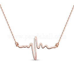 Shegrace 925 collares con colgante de plata esterlina, con cadenas de cable, latido del corazón, oro rosa, 14.17 pulgada (36 cm)