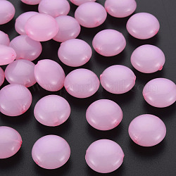 Perline acrilico jelly imitato, rotondo e piatto, perla rosa, 17x9.5mm, Foro: 2 mm, circa 316pcs/500g