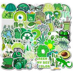 Selbstklebende Cartoon-Aufkleber aus PVC, Wasserfeste Aufkleber für Kinderkunsthandwerk, lime green, 40~70 mm, 50 Stück / Set