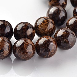 Natur Bronzit runde Perlen-Stränge, 10 mm, Bohrung: 1 mm, ca. 37 Stk. / Strang, 15.3 Zoll