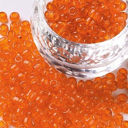 Perline semi di vetro, trasparente, tondo, foro rotondo, arancione, 6/0, 4mm, Foro: 1.5 mm, circa 500pcs/50g, 50 g / borsa, 18 borsa/2 libbre