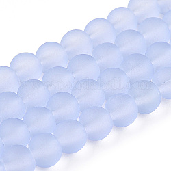 Chapelets de perles en verre transparent, mat, ronde, lilas, 6mm, Trou: 1.3~1.6mm, Environ 140 pcs/chapelet, 31.4 pouce